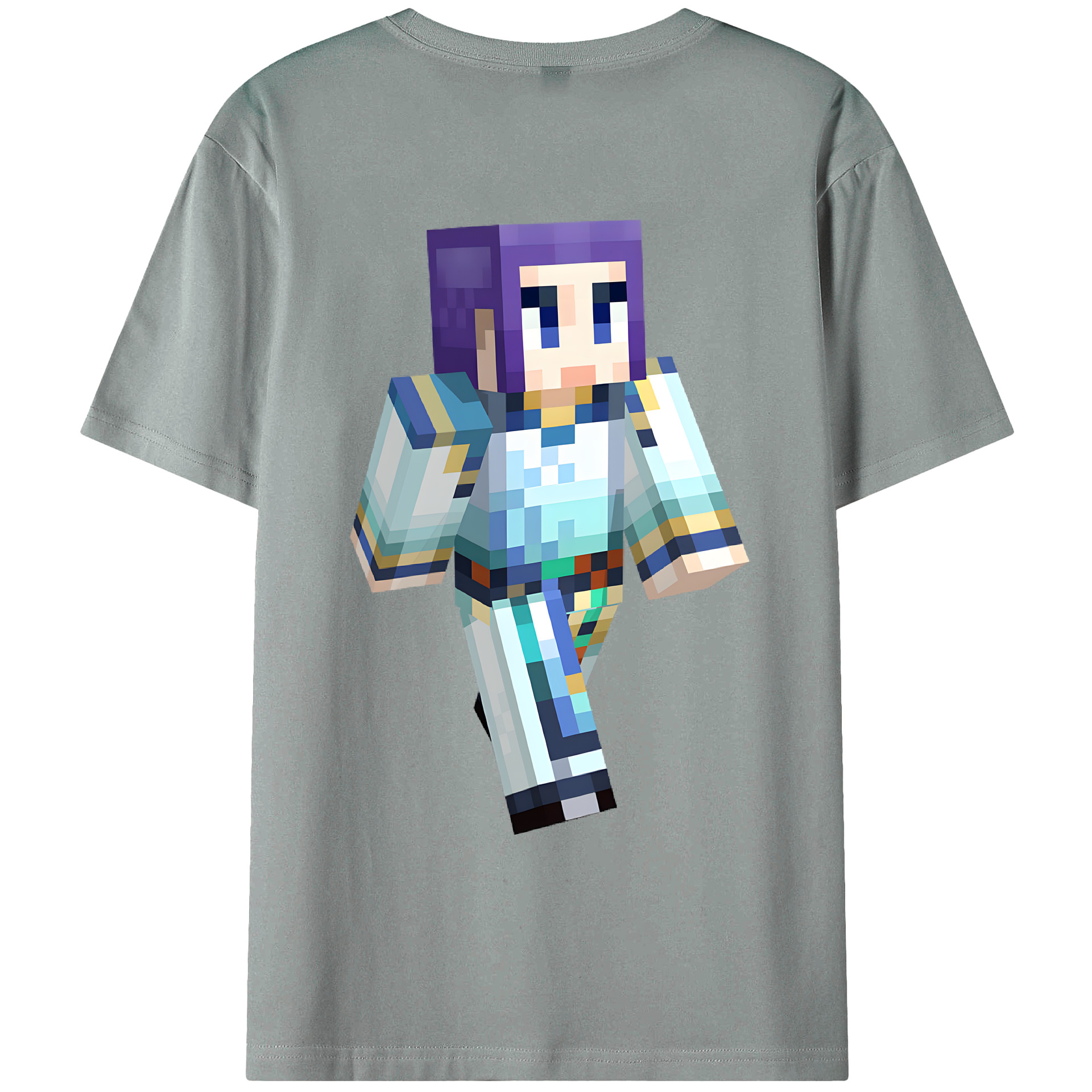 （画像用） マインクラフト ブロックの世界 Minecraft MC Block world 綿100％ メンズ半袖Tシャツ（バックプリント） 通気性
